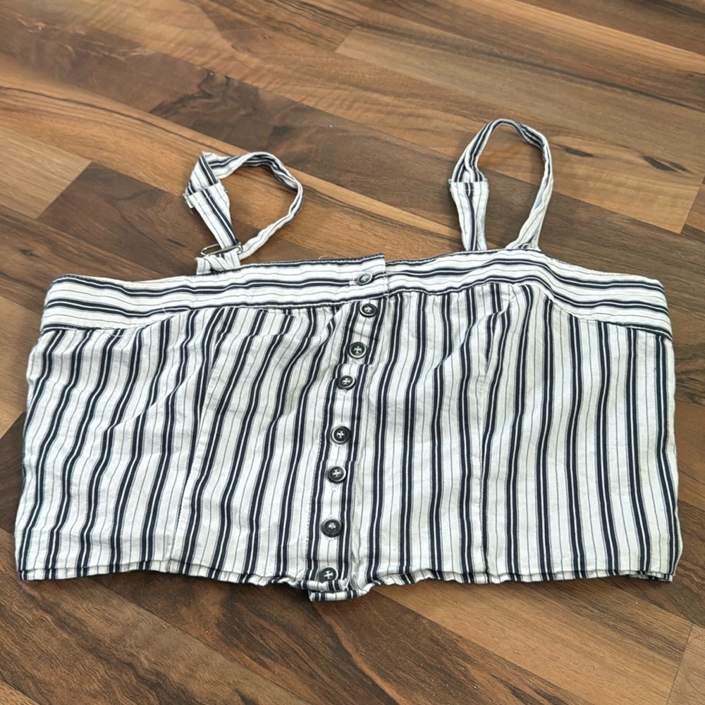 Blue and white crop top